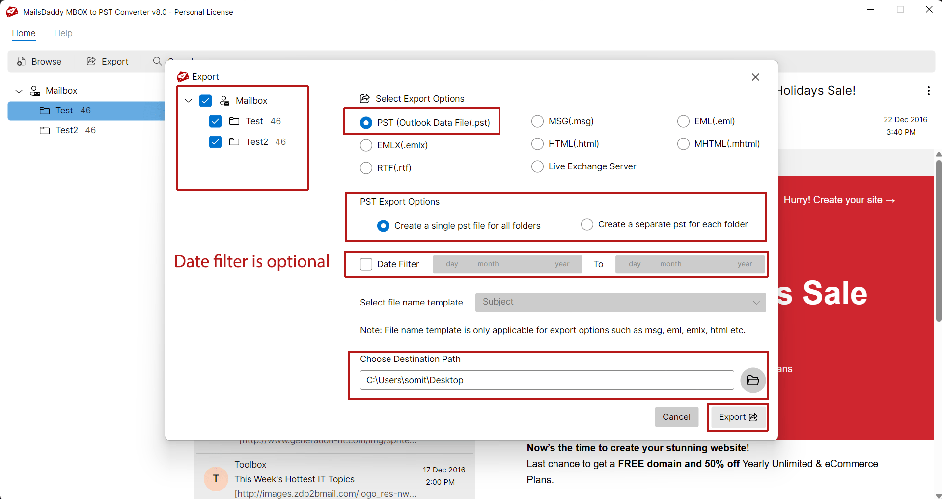 MailsDaddy MBOX to PST Converter - Convert MBOX file to Outlook PST format media 5