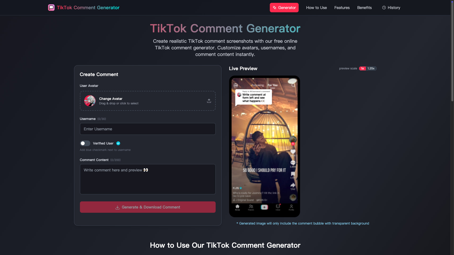 tiktok评论生成器工具