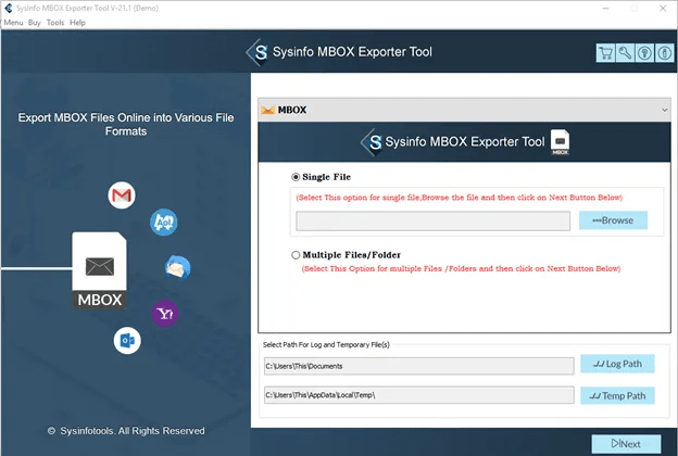 Sysinfo Mbox Converter File