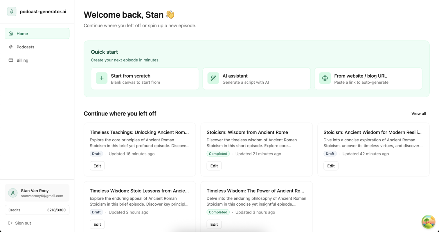 podcast-generator. - Create an AI-generated podcast in minutes. media 1