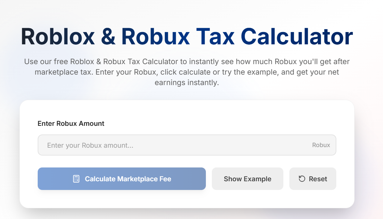 Calculatrice de taxe Roblox
