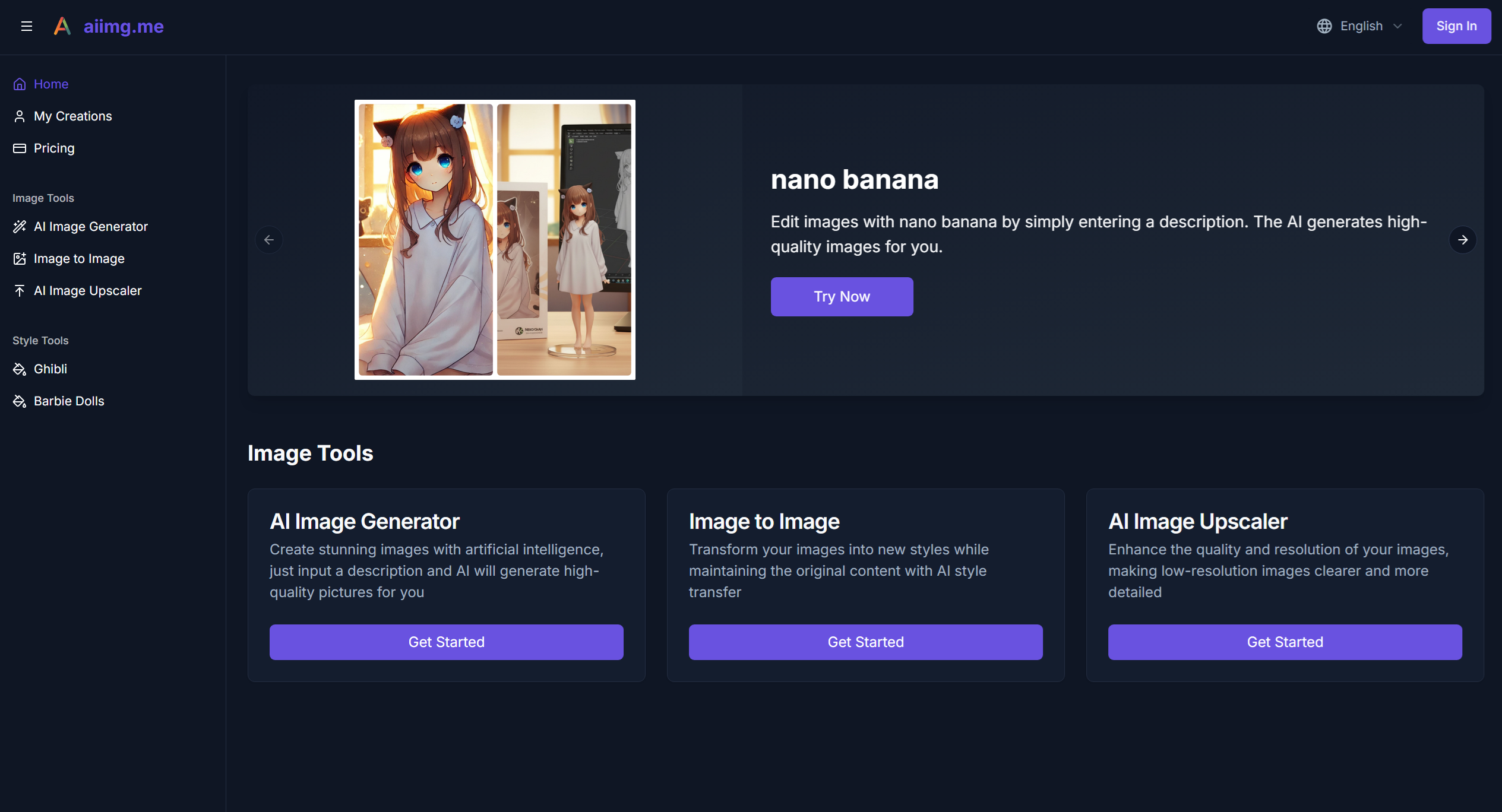 Média aiimg.me - Générateur d'images IA gratuit : solution d'images IA tout-en-un 1