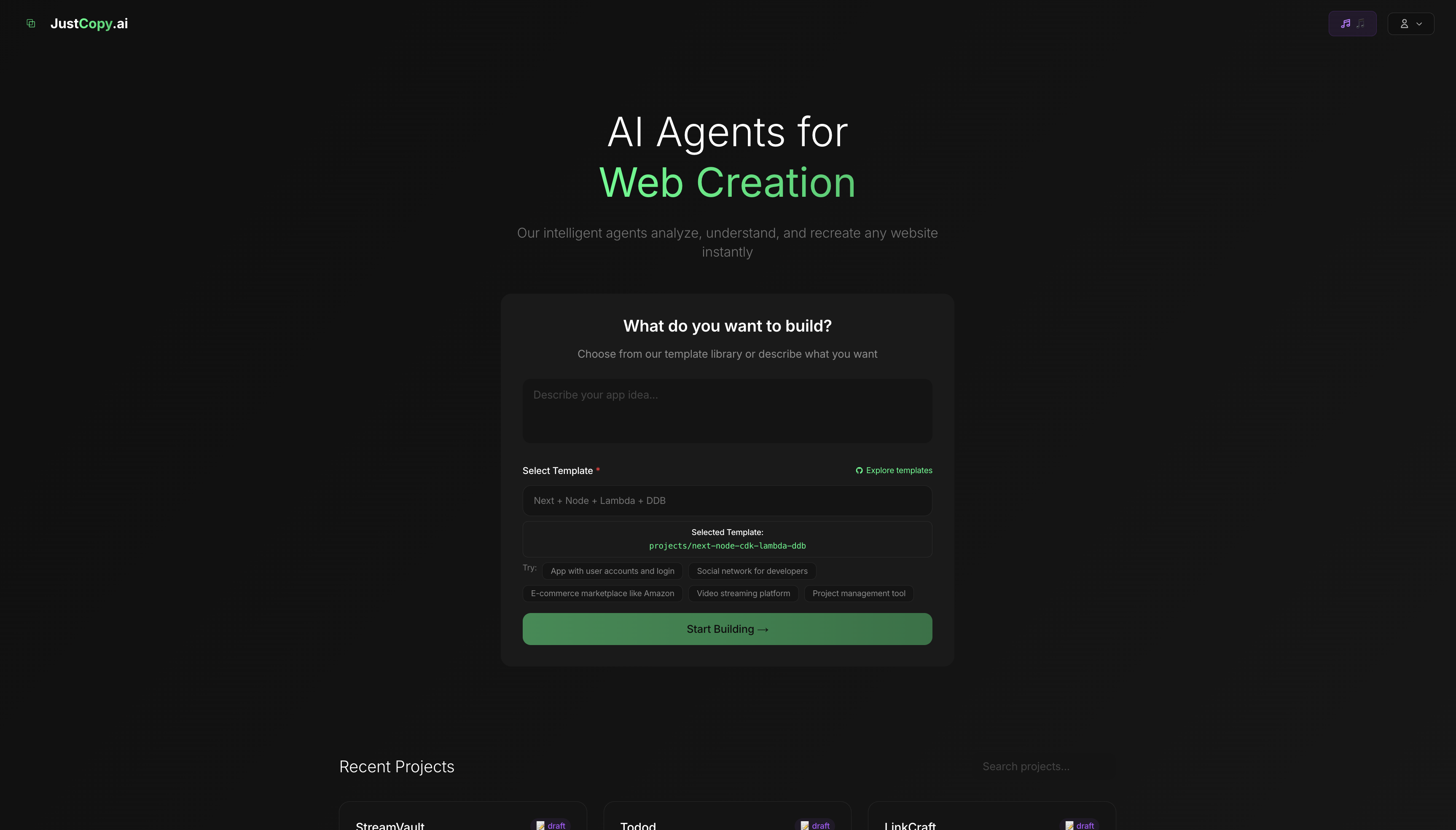 JustCopy.AI - Vibe 코딩에 지치셨나요?검증된 소프트웨어 복사 미디어 3
