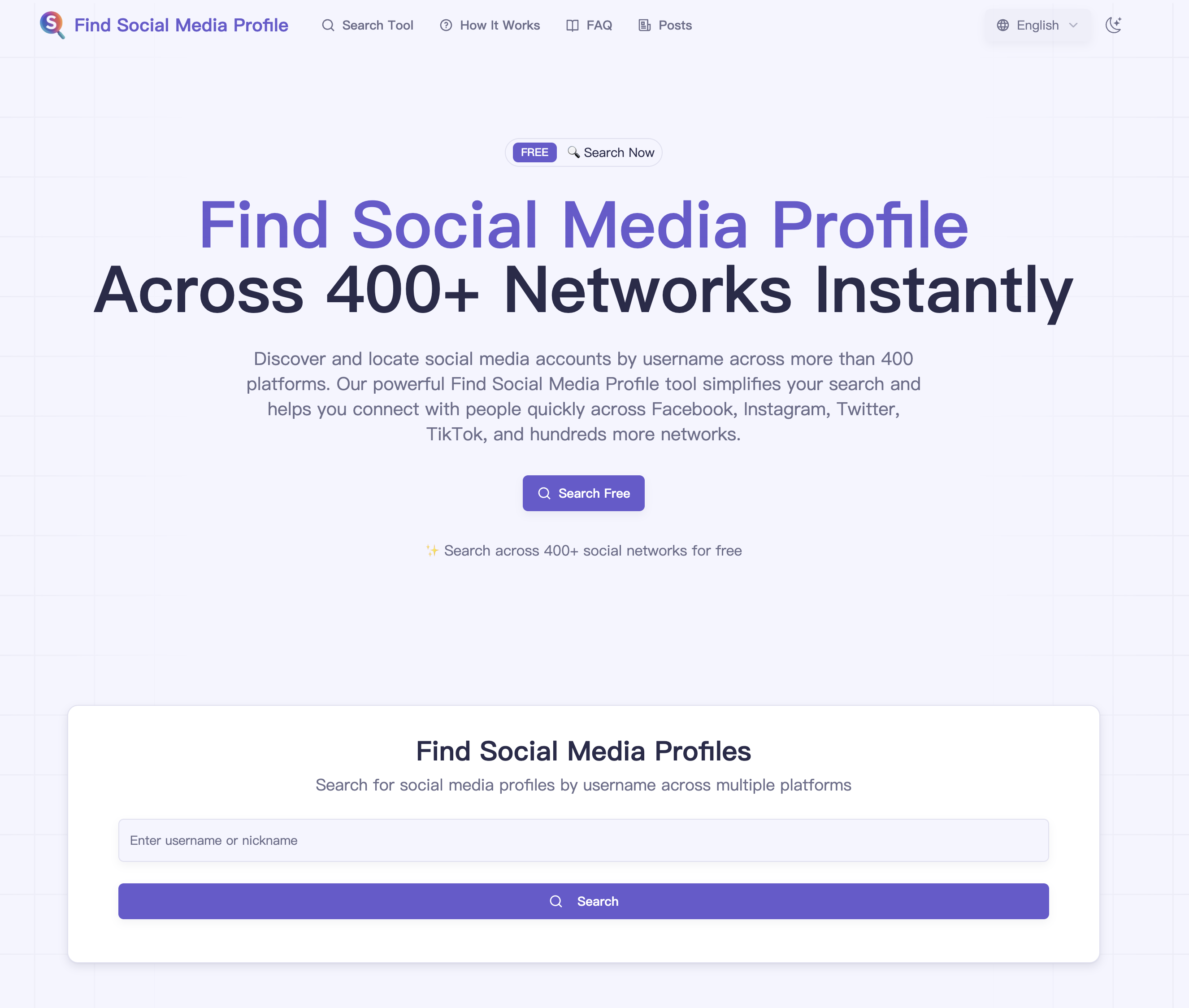 소셜 미디어 프로필 찾기 - 400개 이상의 플랫폼에서 사용자 이름으로 소셜 미디어 계정을 검색하고 찾으세요. 미디어 2