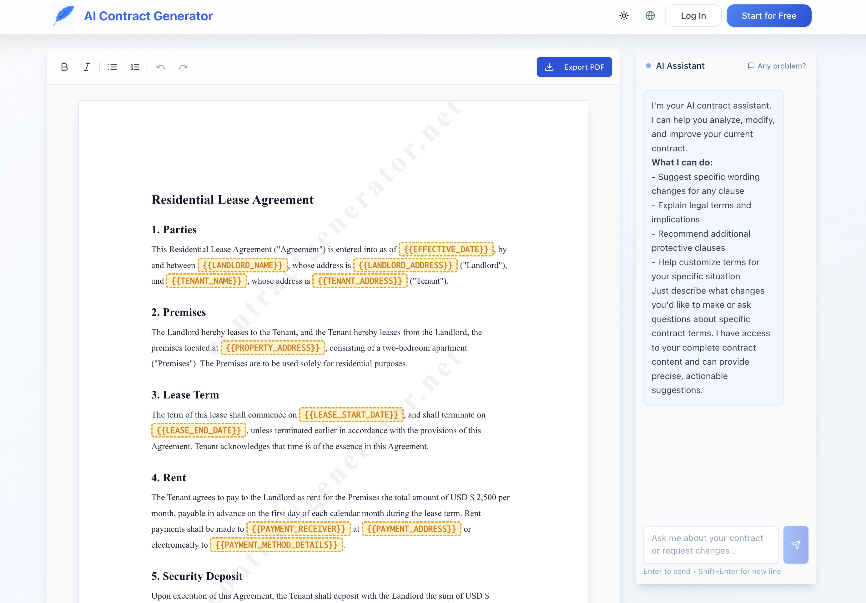 ContractGenerator.Net - AI 기반 자연어 처리를 사용하여 몇 분 만에 전문 법률 계약을 생성합니다. 미디어 1