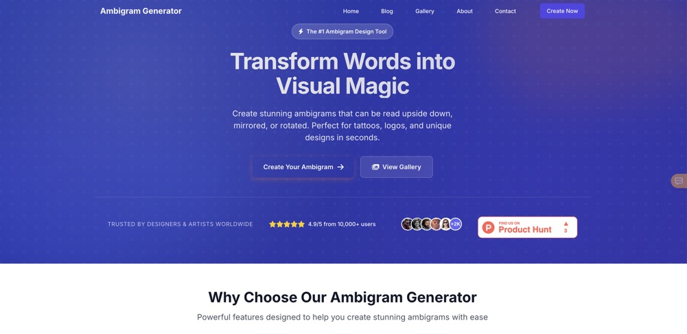 새로운 Ambigram 생성기 온라인 - Ambigram 생성기 온라인 - 맞춤형 Ambigram을 쉽게 생성 미디어 1