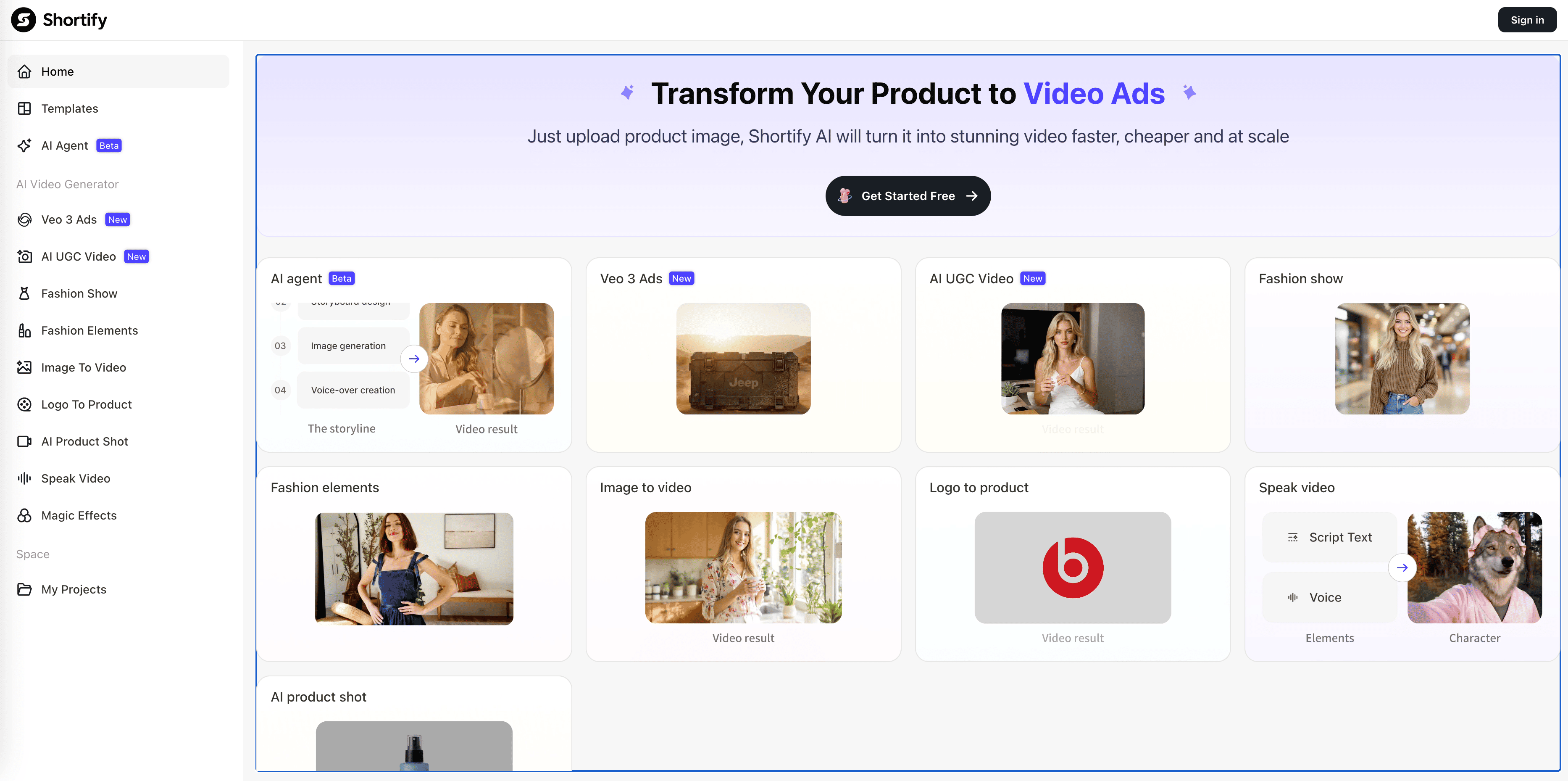 AI 단축 - Shortify: 창작자, 마케팅 담당자, 브랜드를 위한 AI 비디오 에이전트 플랫폼 미디어 1