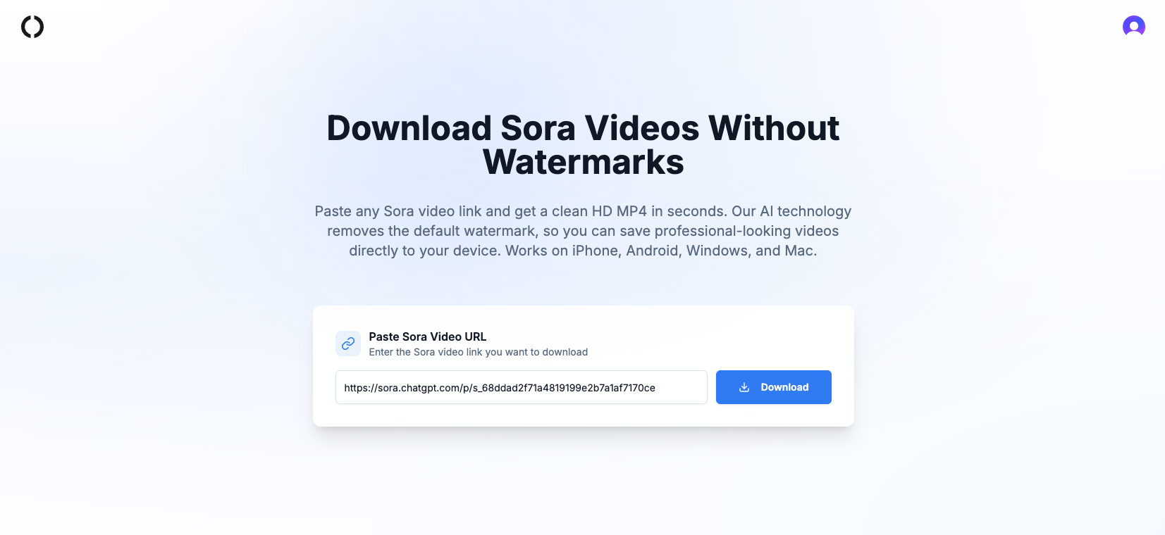 無料のSoraビデオダウンローダー