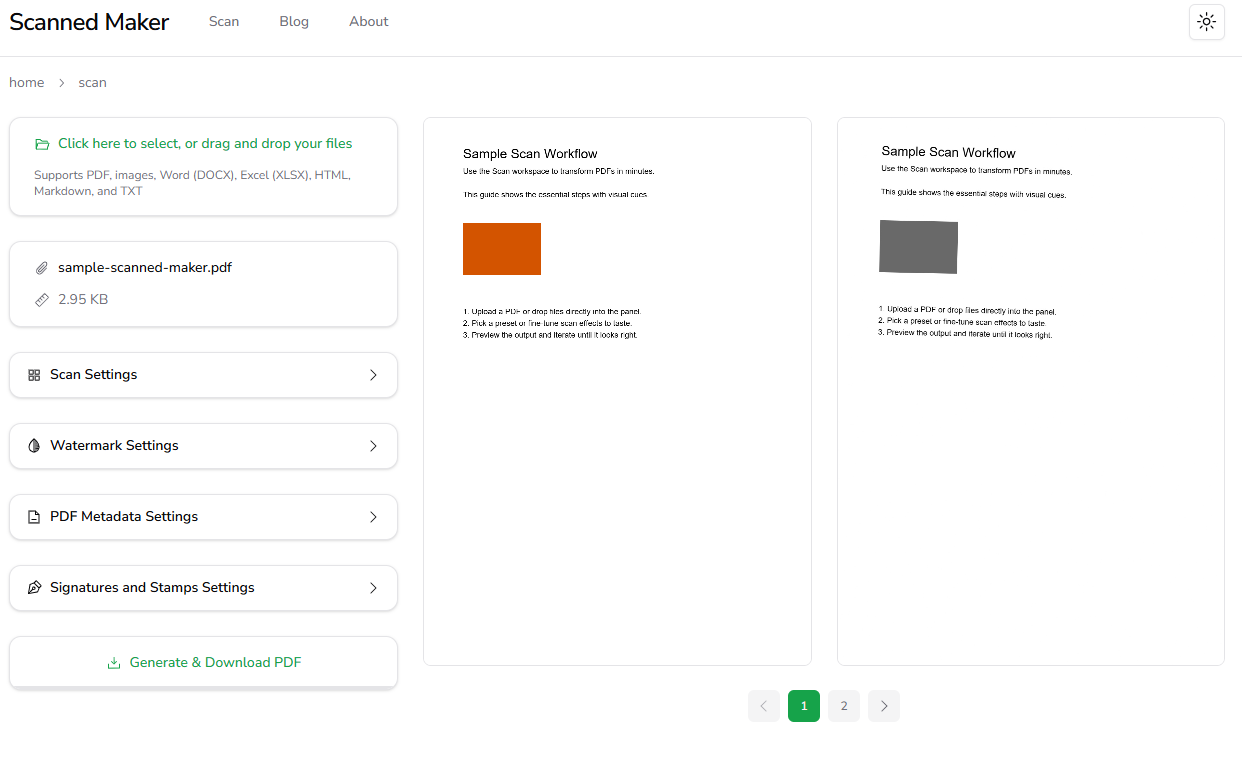 스캔드메이커 - PDF를 스캔한 것처럼 보이게 만들기 — 무료 및 비공개 미디어 3