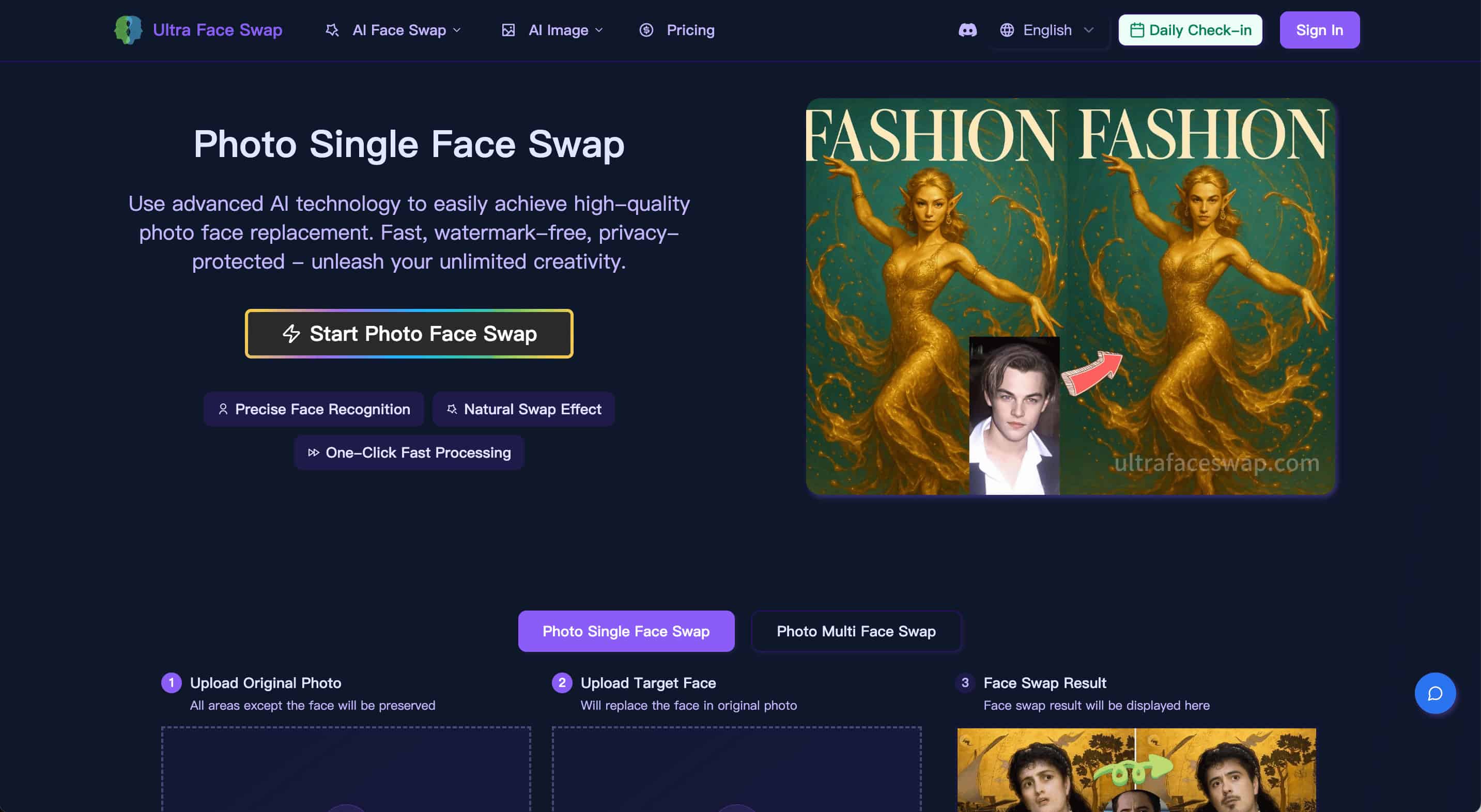 울트라 페이스 스왑 - 사진, GIF, 비디오를 위한 전문 AI 얼굴 교환 미디어 1
