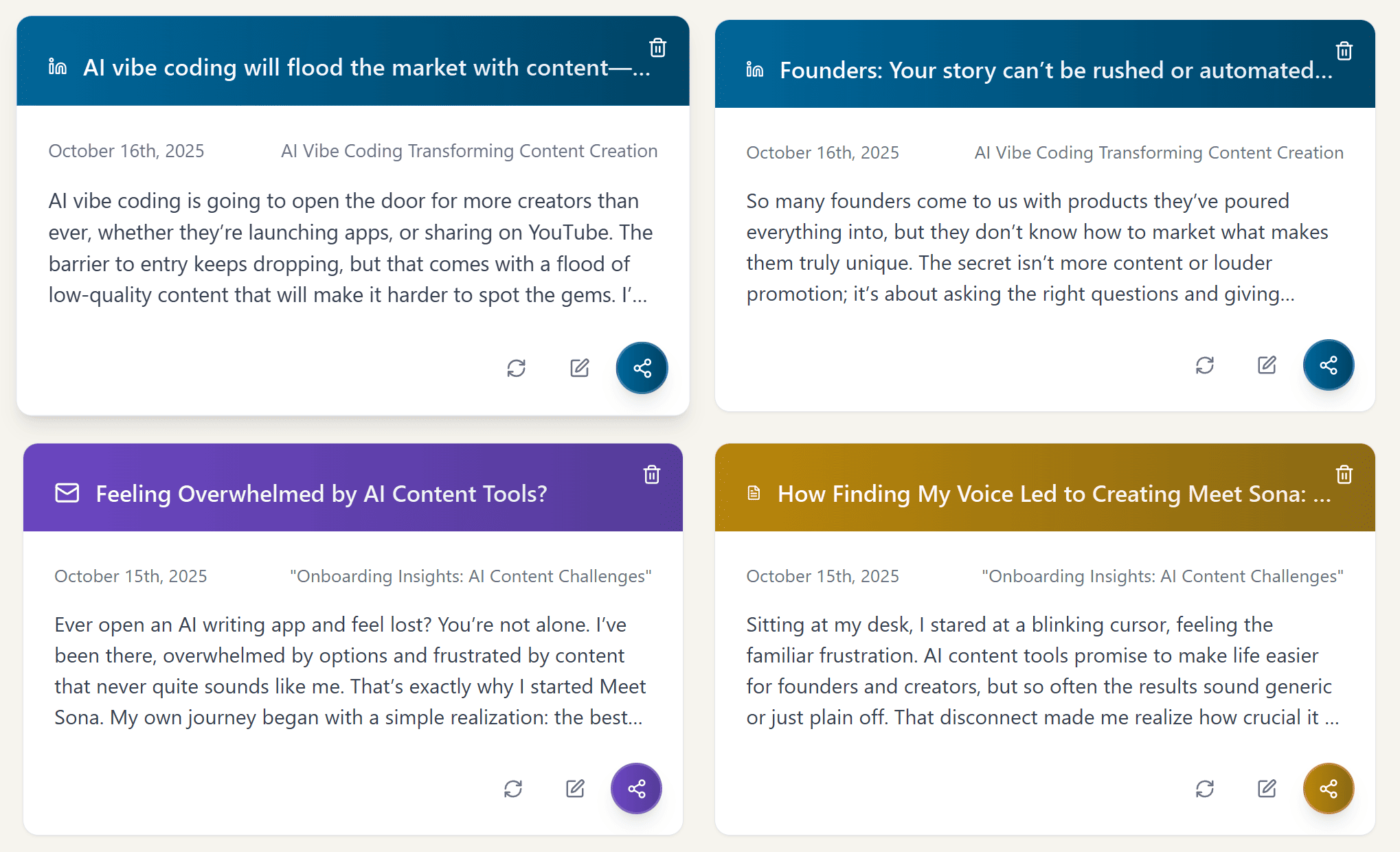 ソナの紹介 - 1回の10分間のインタビューで1週間分のコンテンツ。メディア1