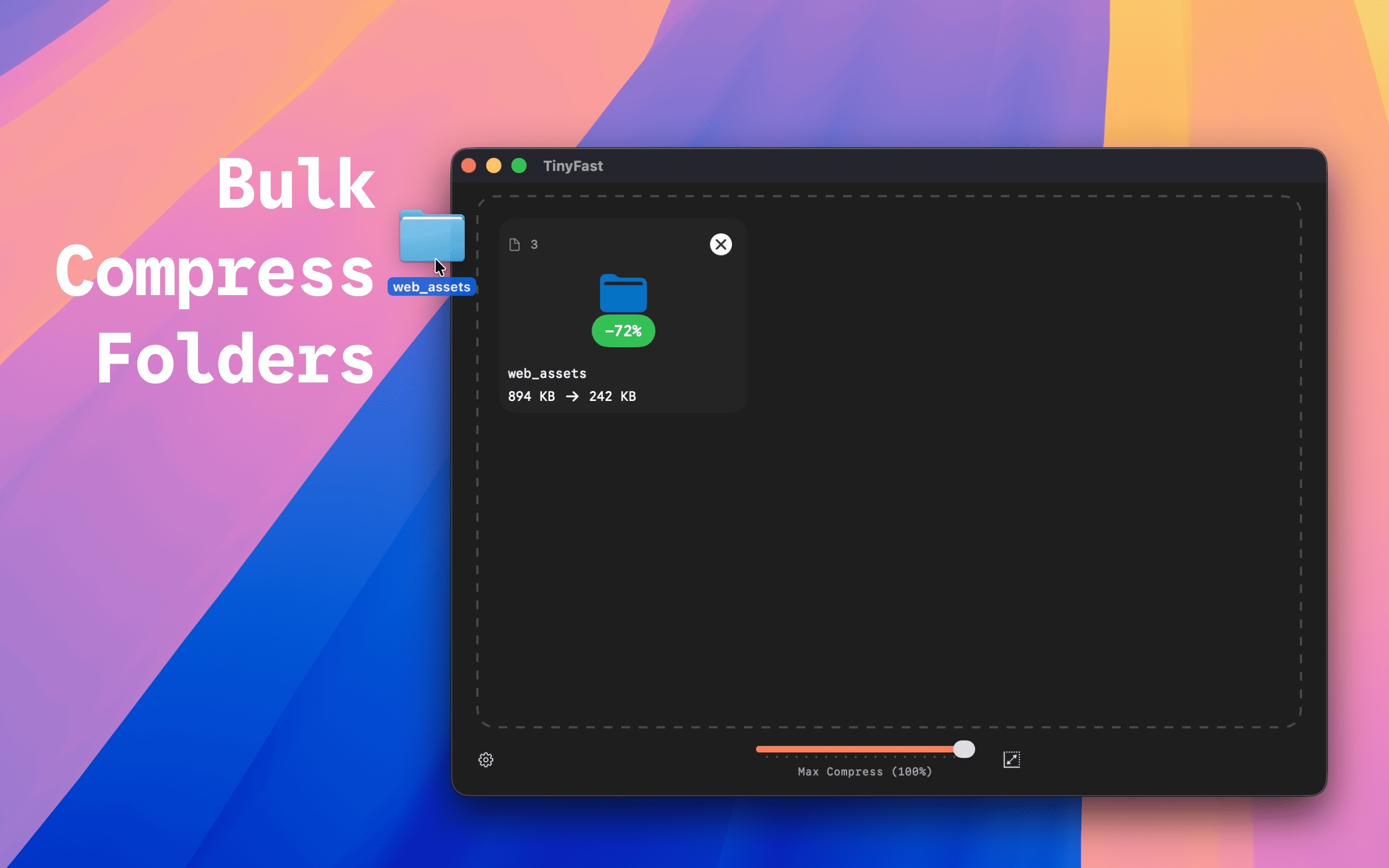 TinyFast - Инструмент быстрого уменьшения размера файла для MacOS медиа 1