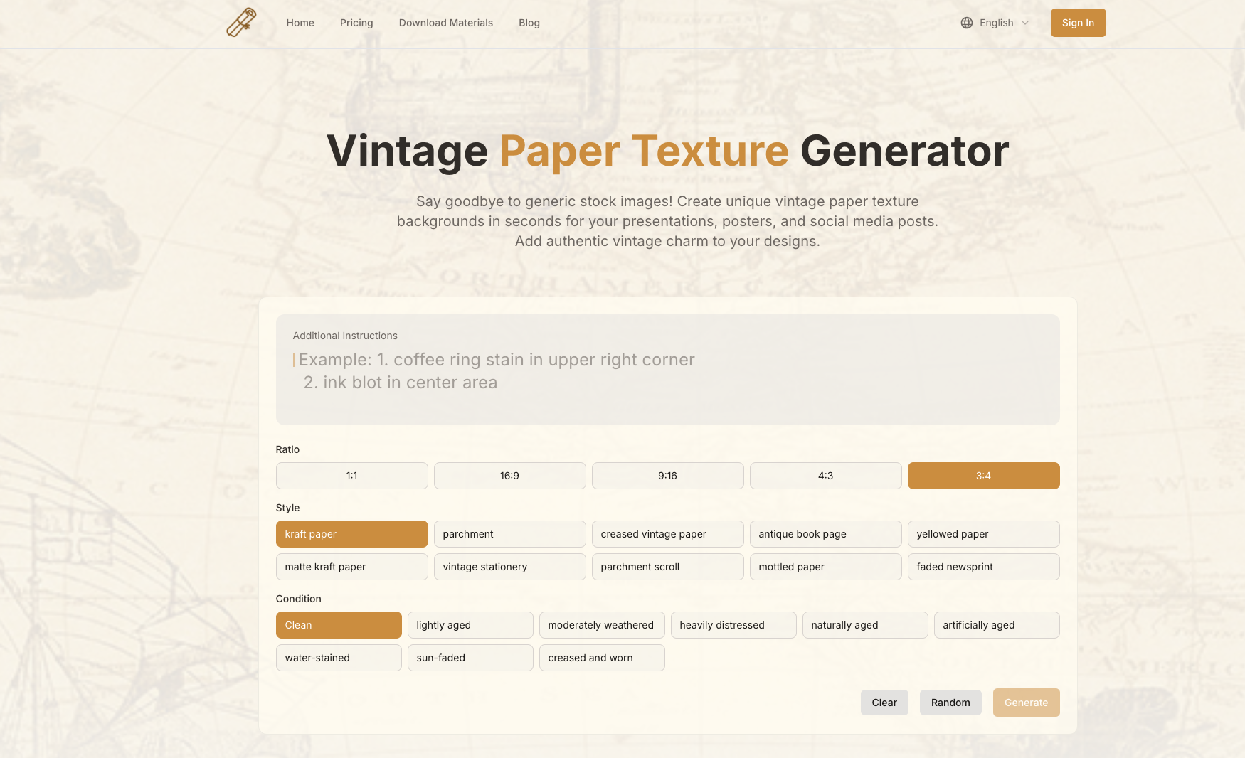 Generatore di carta vintage