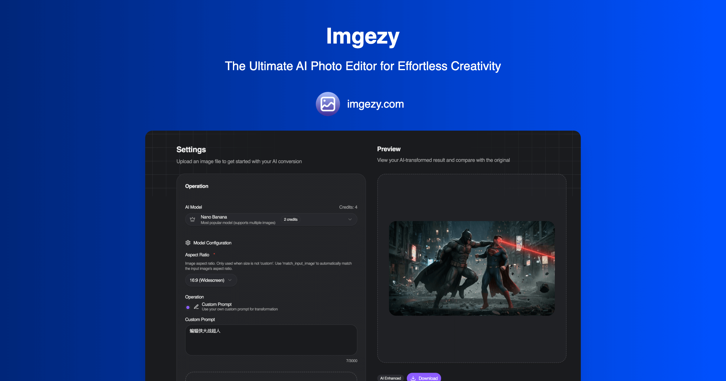 Imgezy - L'editor di foto AI definitivo per una creatività senza sforzo media 1