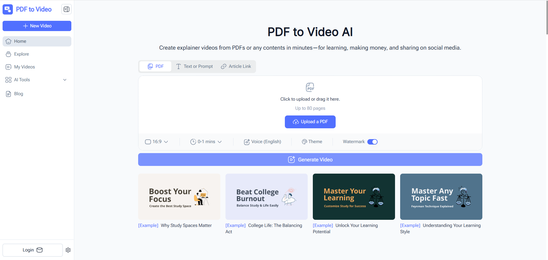 PDF in video AI - Converti PDF e qualsiasi contenuto in video online gratuitamente media 1