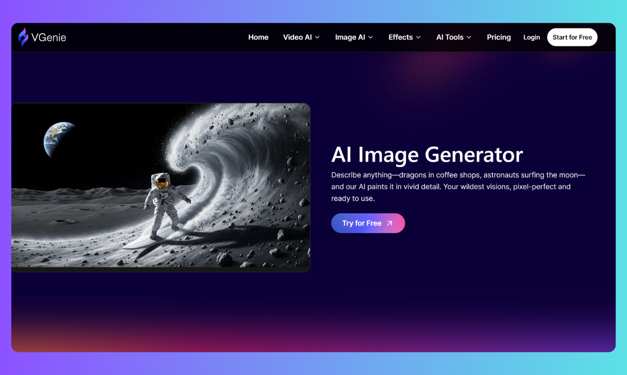 VGenie - Ultiem AI-kunstplatform: video- en beeldmaker |VGenie media 2