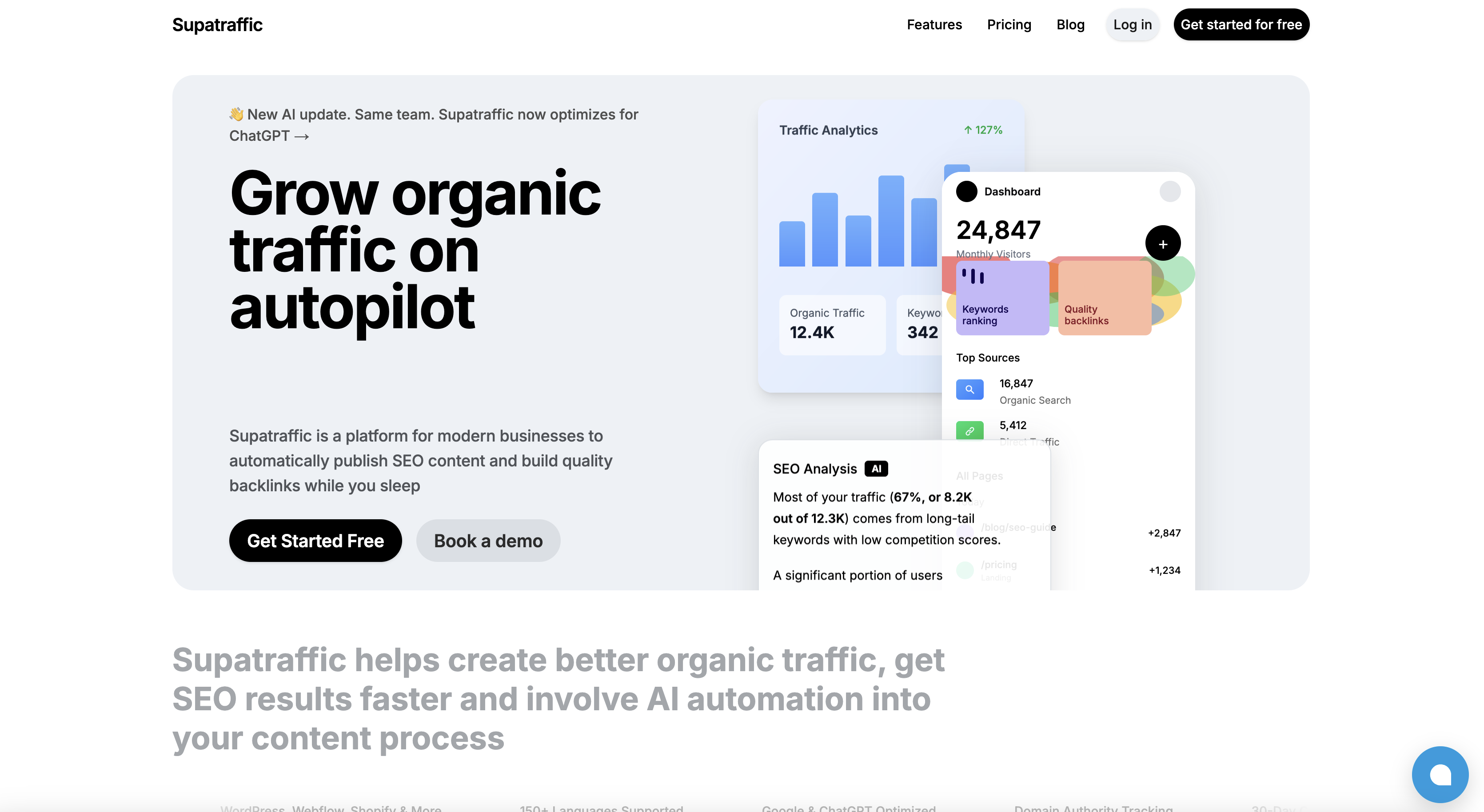 SupaTrafico - Aumente su tráfico orgánico automáticamente: contenido SEO y vínculos de retroceso, incluso mientras duerme. media 1