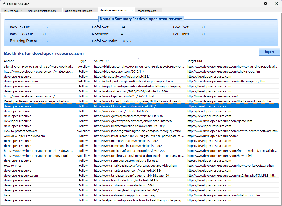 Recolectador de cazadores de dominios - Dominios caducados con vínculos de retroceso, sin conjeturas. media 1