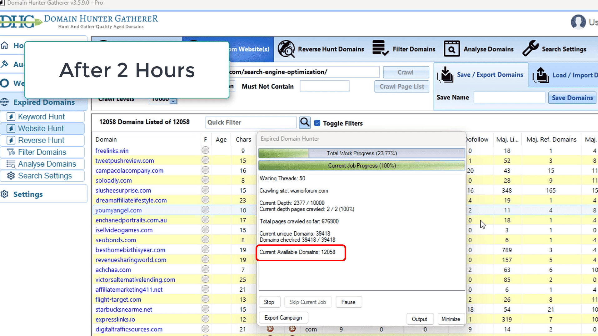 Recolectador de cazadores de dominios - Dominios caducados con vínculos de retroceso, sin conjeturas. media 2