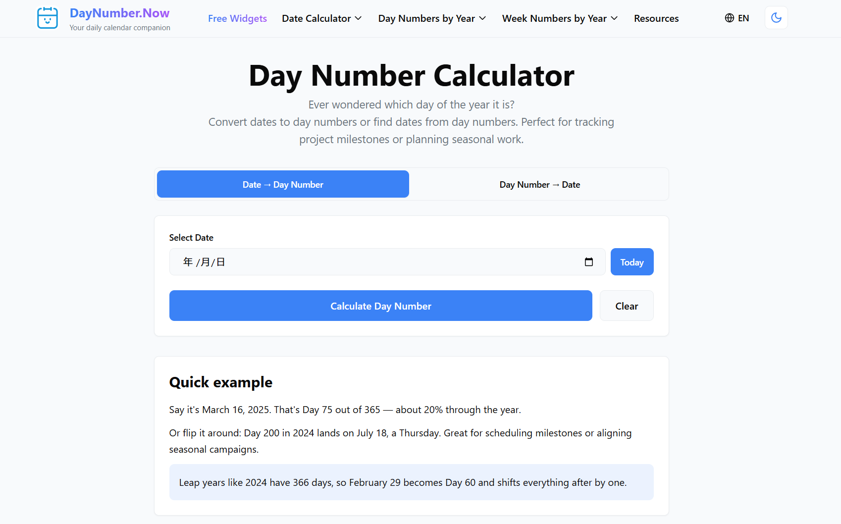 Media Nombor hari sekarang - Nombor Hari dan Kalkulator Nombor Minggu - Widget & Alat Data Percuma 3