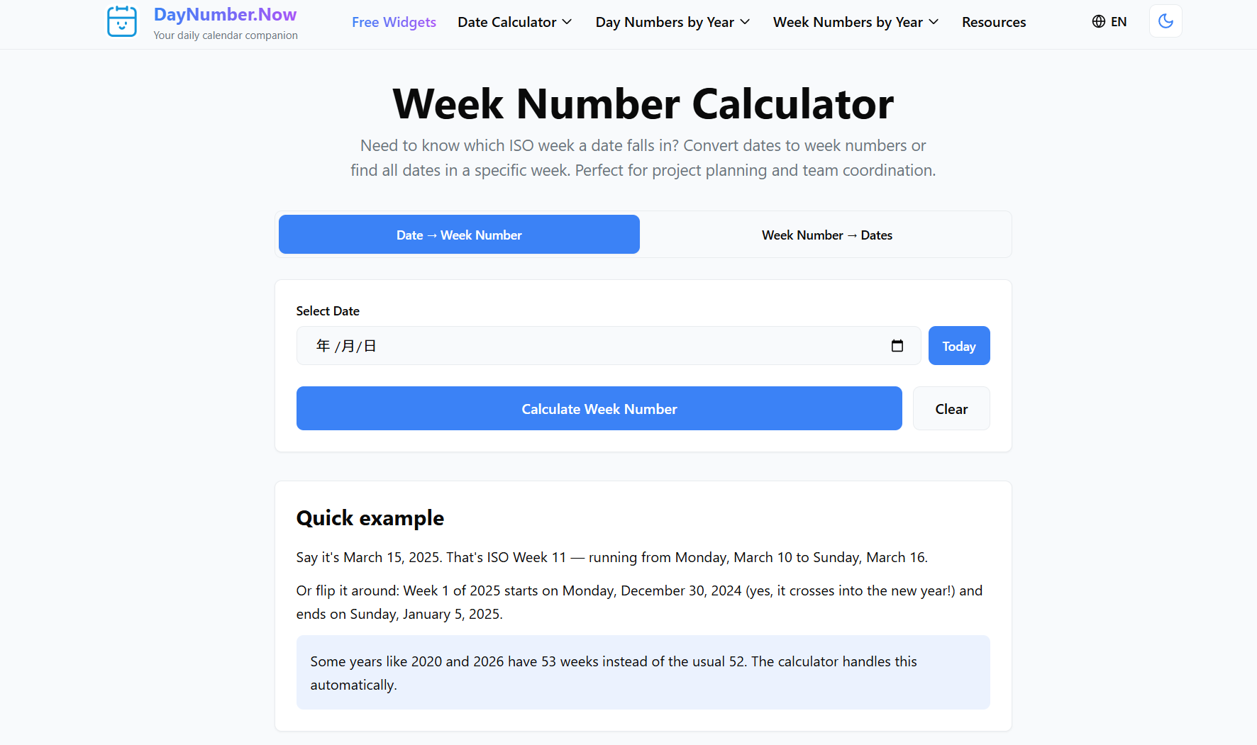 Media Nombor hari sekarang - Nombor Hari dan Kalkulator Nombor Minggu - Widget & Alat Data Percuma 4