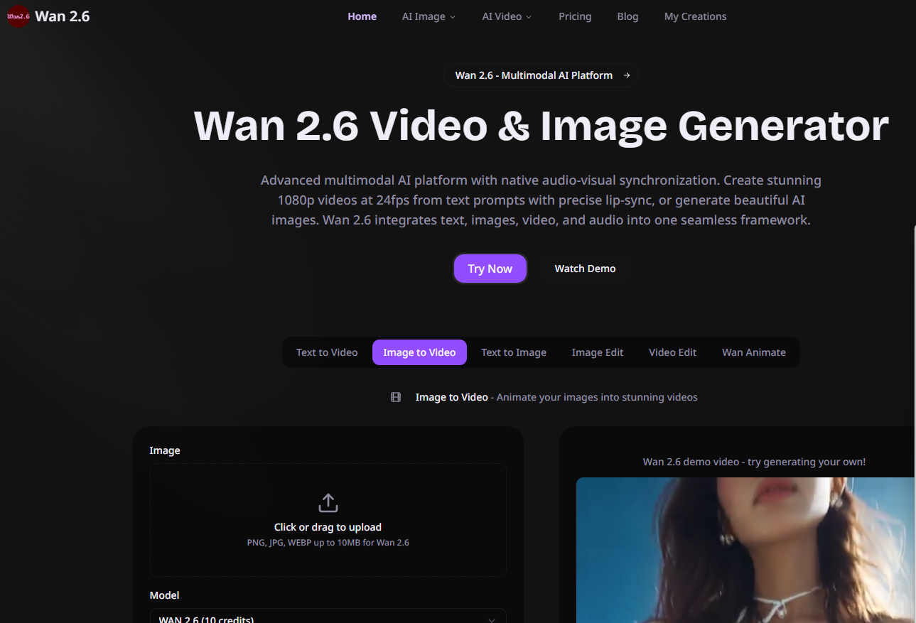 Média blanc 2.6 - Wan 2.6 Générateur de vidéos et d'images 1