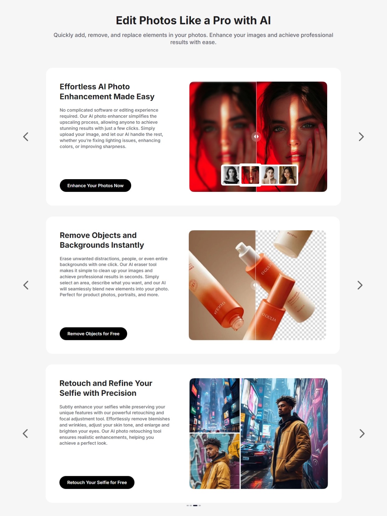 เครื่องมือรูปภาพ AI ออนไลน์ฟรี - MindPic AI เป็นชุดออนไลน์ที่ทรงพลังสำหรับทุกความต้องการด้านรูปภาพของคุณตั้งแต่การสร้างงานศิลปะด้วยข้อความไปจนถึงการตกแต่งรูปภาพและการลองสวมเสื้อผ้าเสมือนจริง ที่นี่คือศูนย์กลางความคิดสร้างสรร media 4