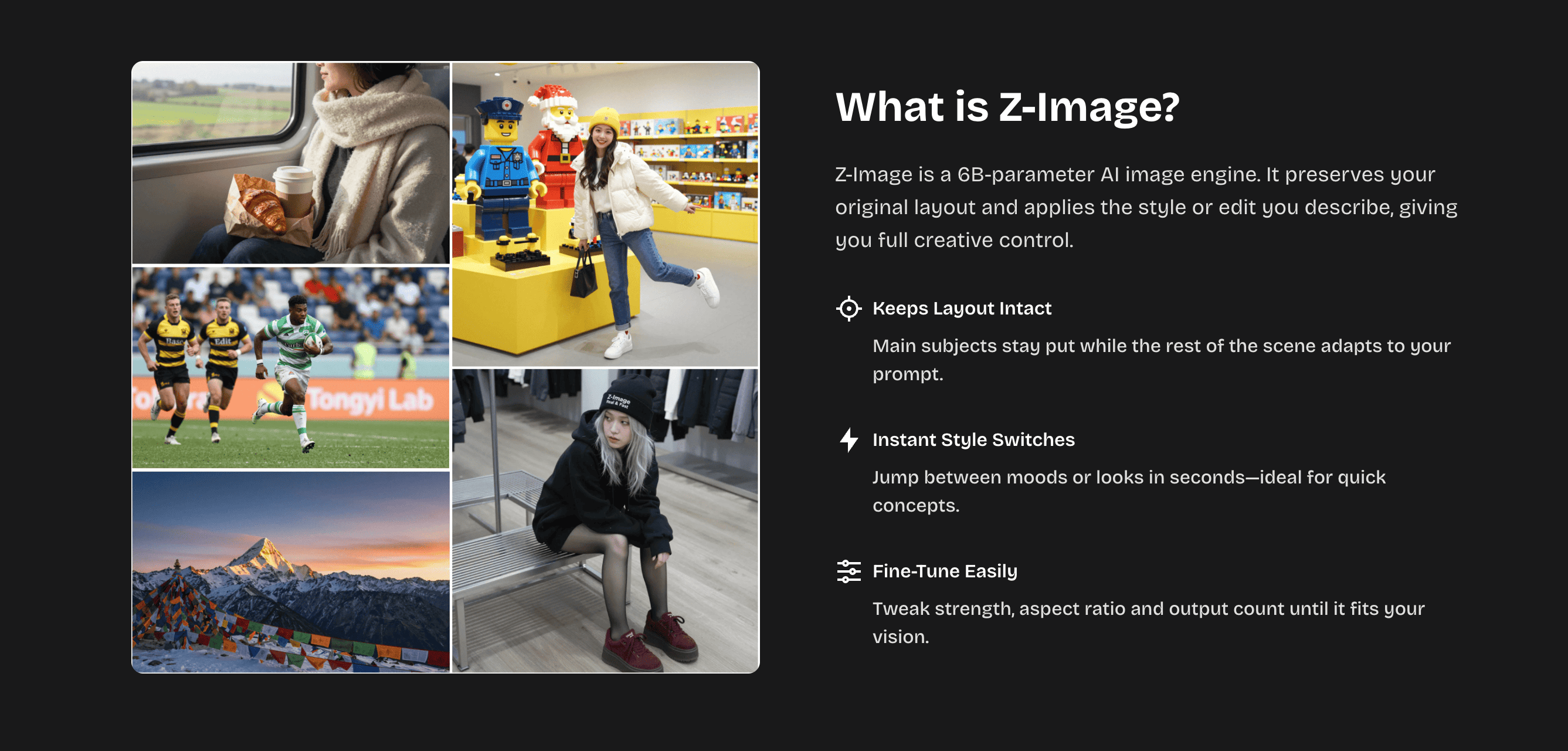 Z-รูปภาพ - สร้างภาพเสมือนจริงในไม่กี่วินาทีด้วย Z-Image AI บน Z-Imgแก้ไขหรือเพิ่มสเกลฟรีด้วยโมเดล Turbo, Base และ Edit media 1