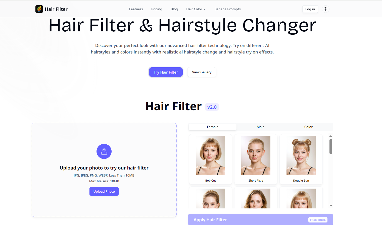 filtro de cabello - Plataforma impulsada por IA que permite a los usuarios probarse virtualmente diferentes peinados y colores simplemente cargando una foto. media 2