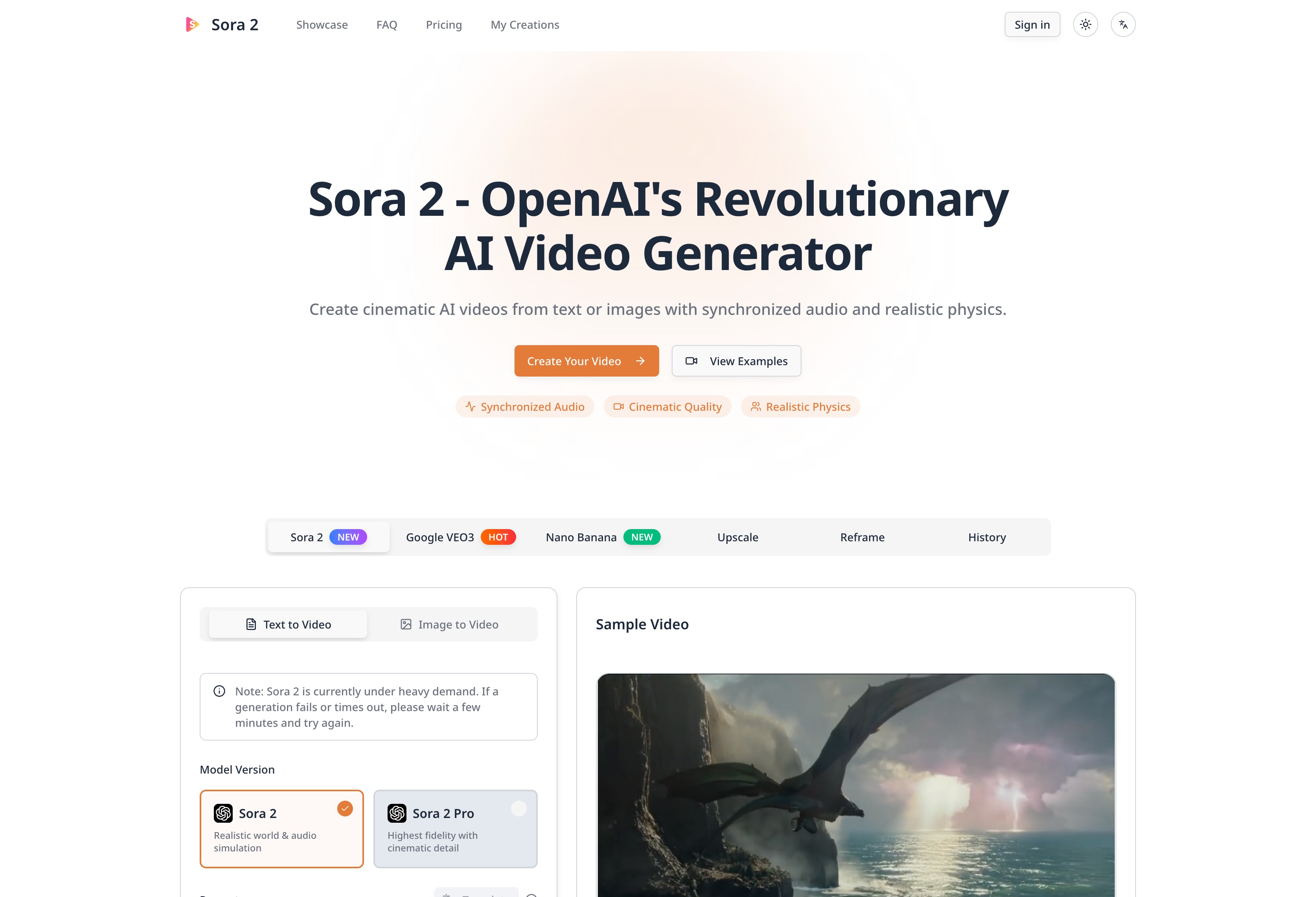Sora 2 - Generador de vídeo cinematográfico AI con audio