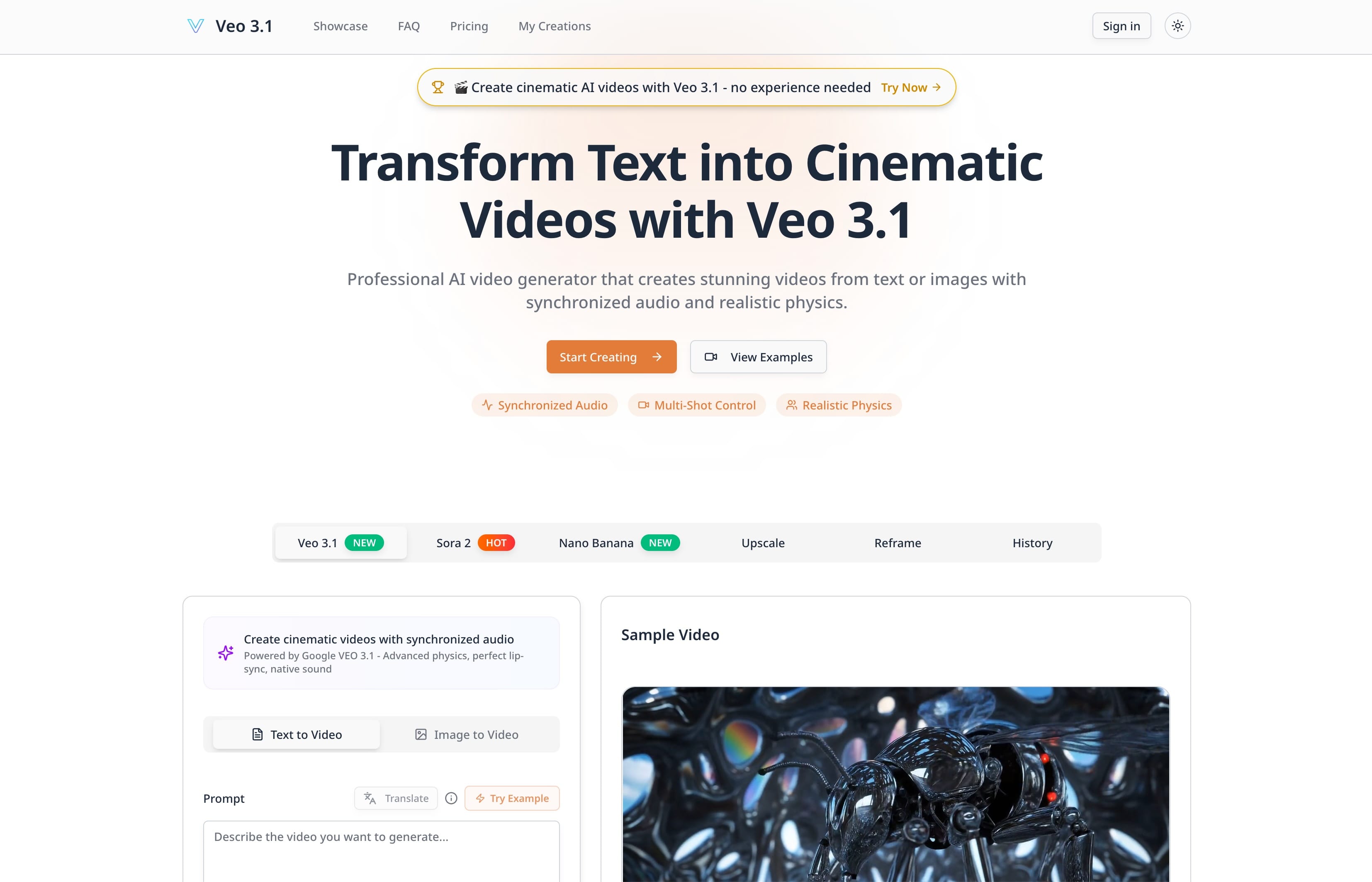 Veo 3.1 - Generador de vídeo cinematográfico AI con audio