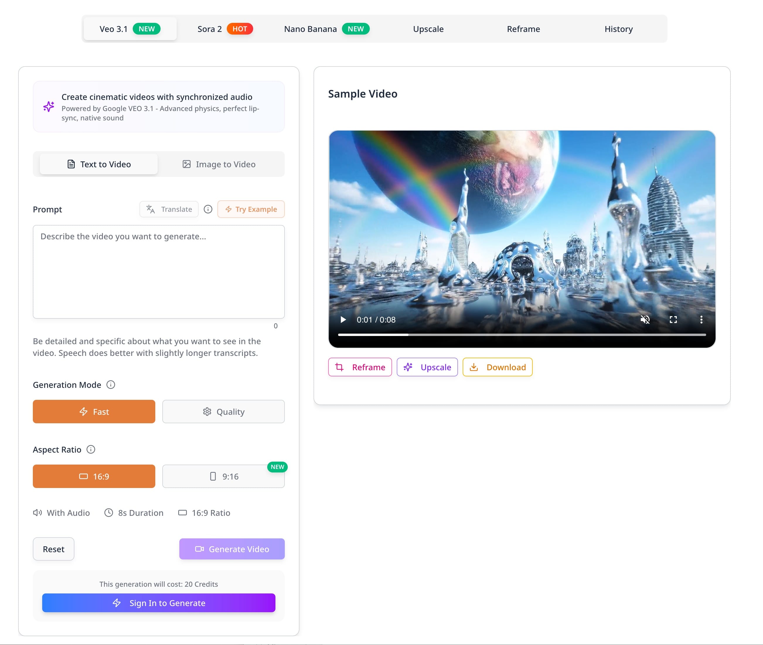 Veo 3.1 - Generador de vídeo cinematográfico AI con audio - Genere videos cinematográficos de IA a partir de texto o imágenes con Veo 3.1. media 1