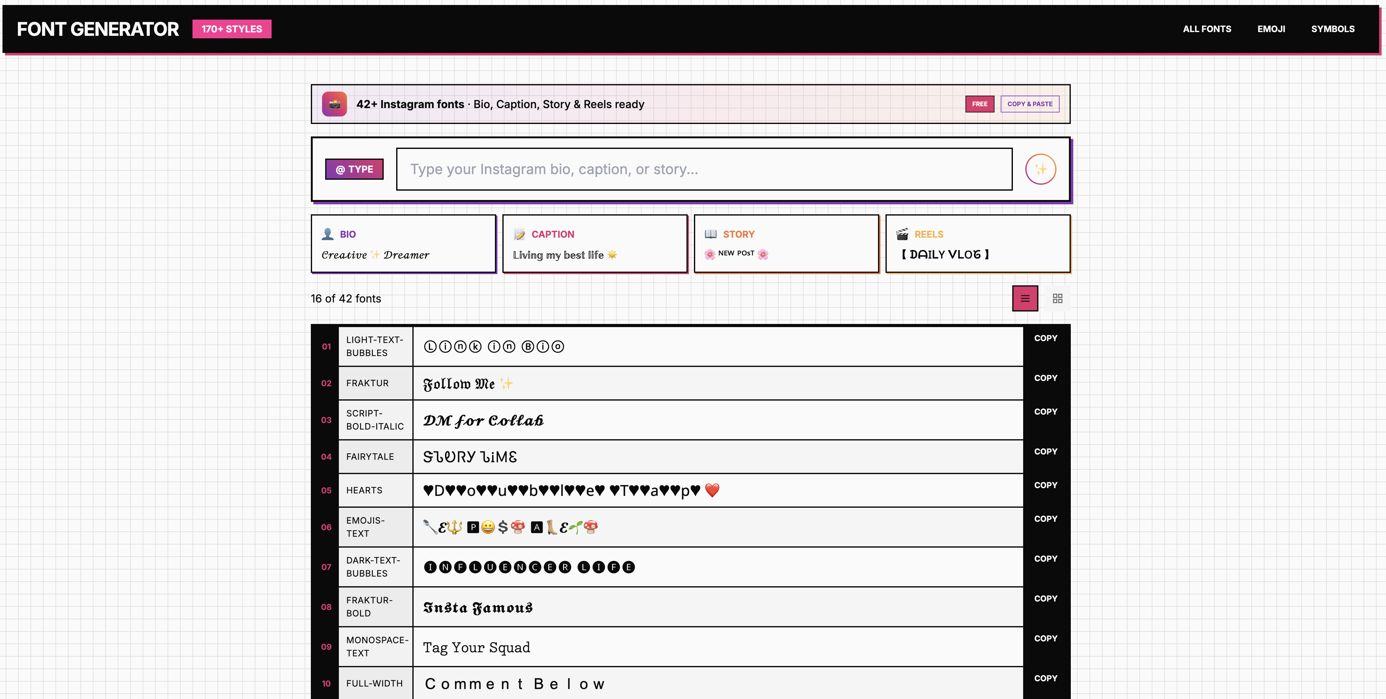 FontGenerator.design - Generador de texto gratuito en línea 𝐁𝐨𝐥𝐝 y 𝕊𝕥𝕪𝕝𝕚𝕤𝕙 media 4