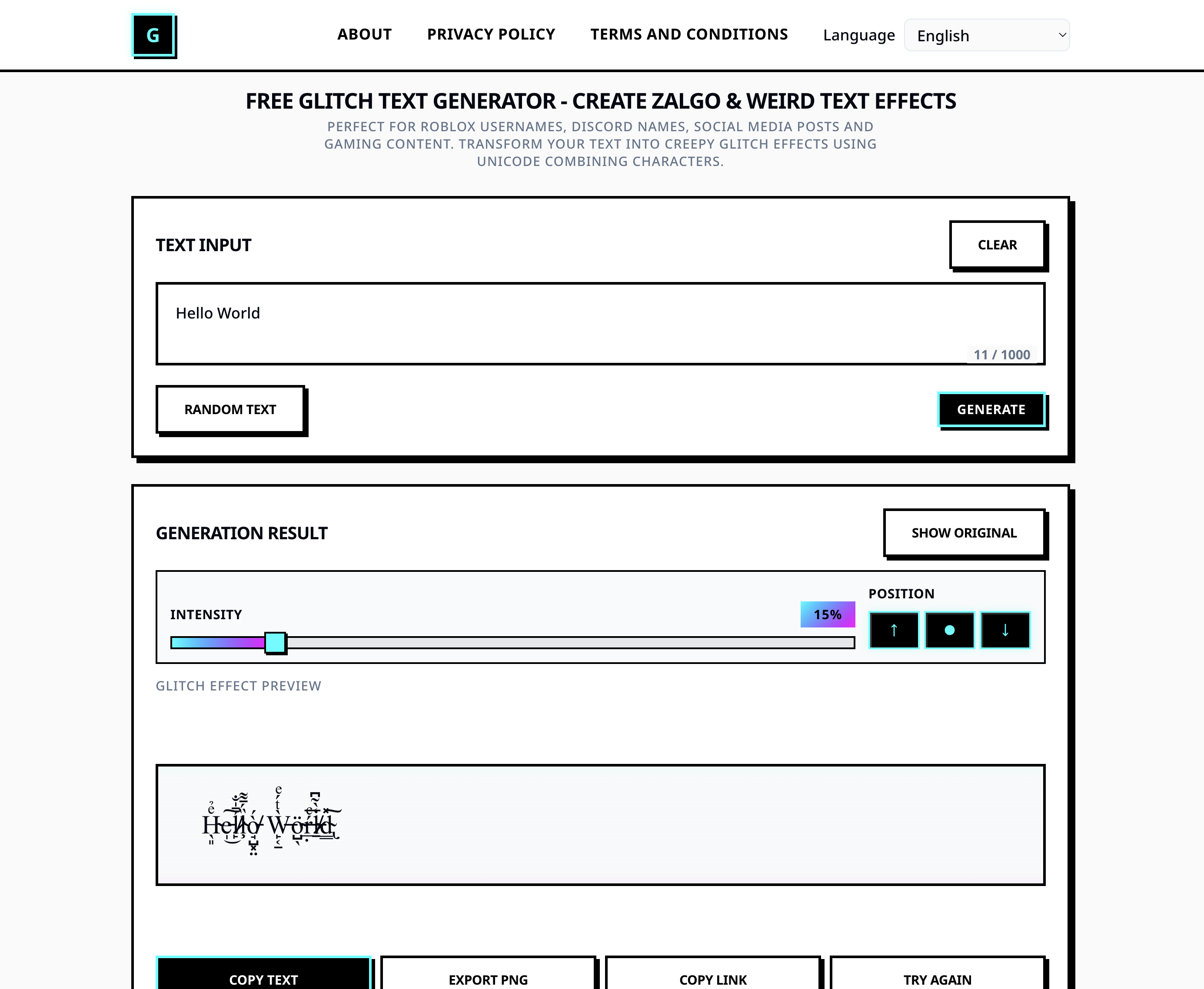 GlitchText.cool - Generador de texto con fallas: efectos de texto Zalgo, extraños y Unicode media 1