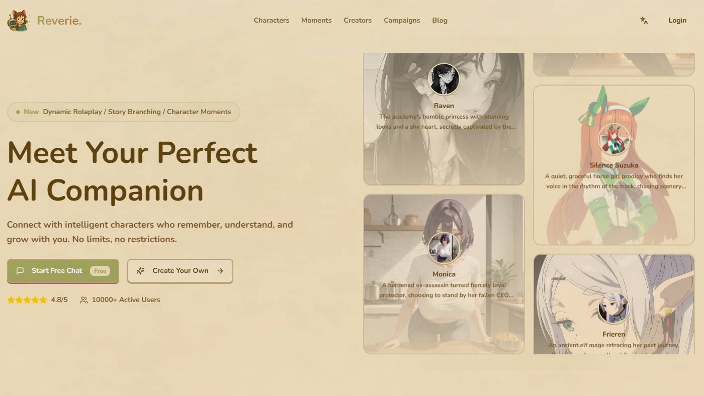 Ensueño - Personajes de IA que te recuerdan, te comprenden y crecen contigo media 1