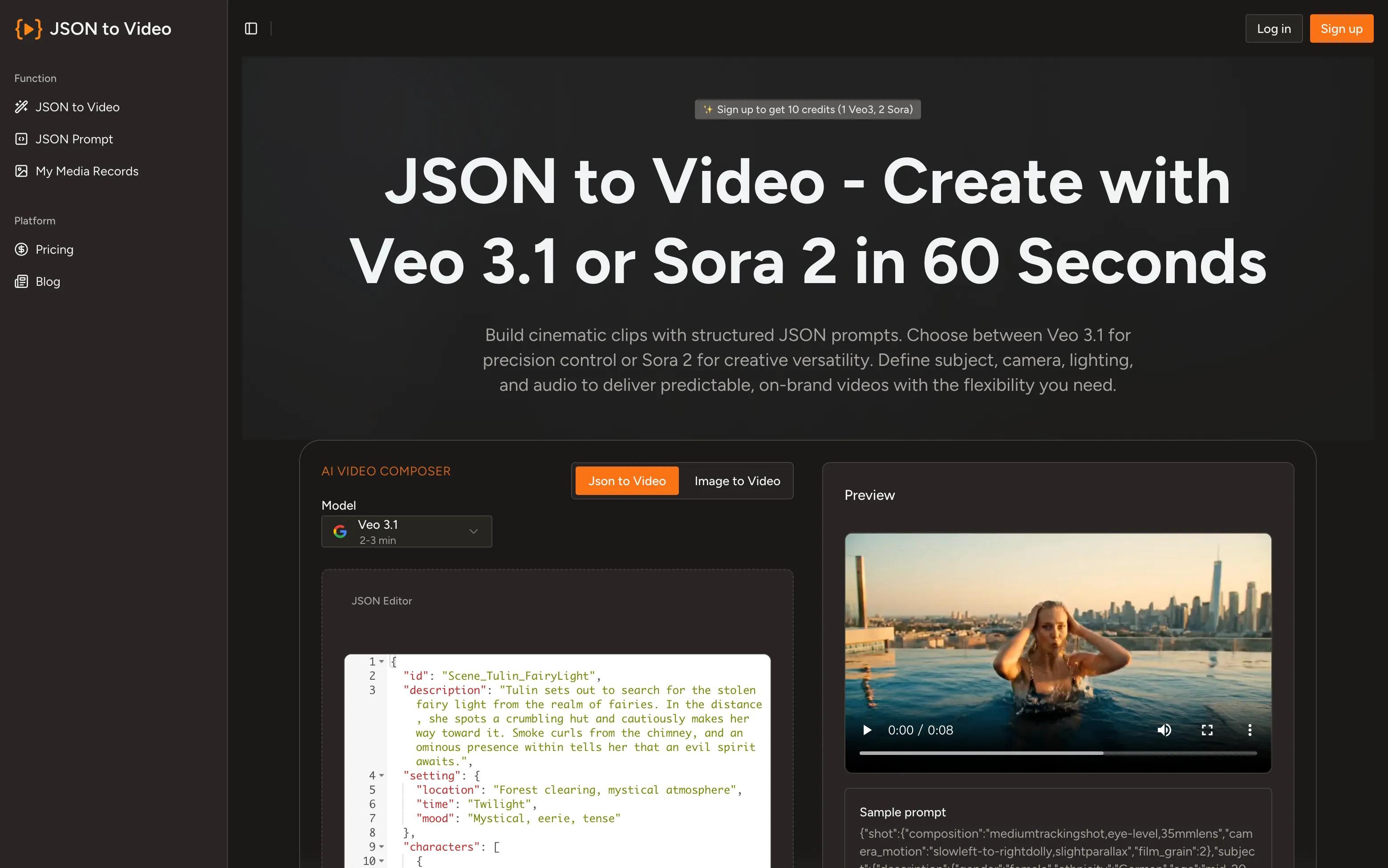 JSON a vídeo