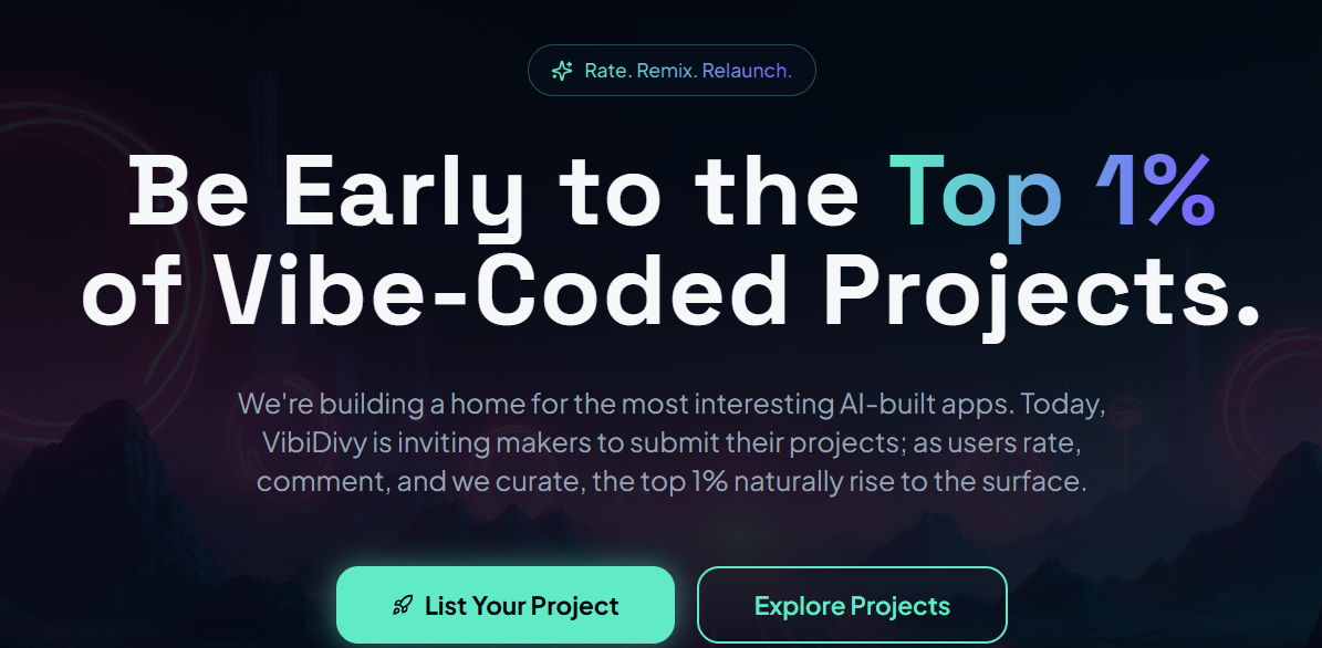 VibiDivy - Llegue temprano al 1% superior de los proyectos codificados por Vibe media 1