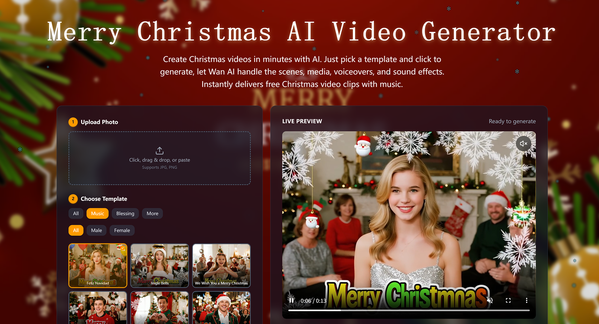 Feliz Navidad generador de videos ai