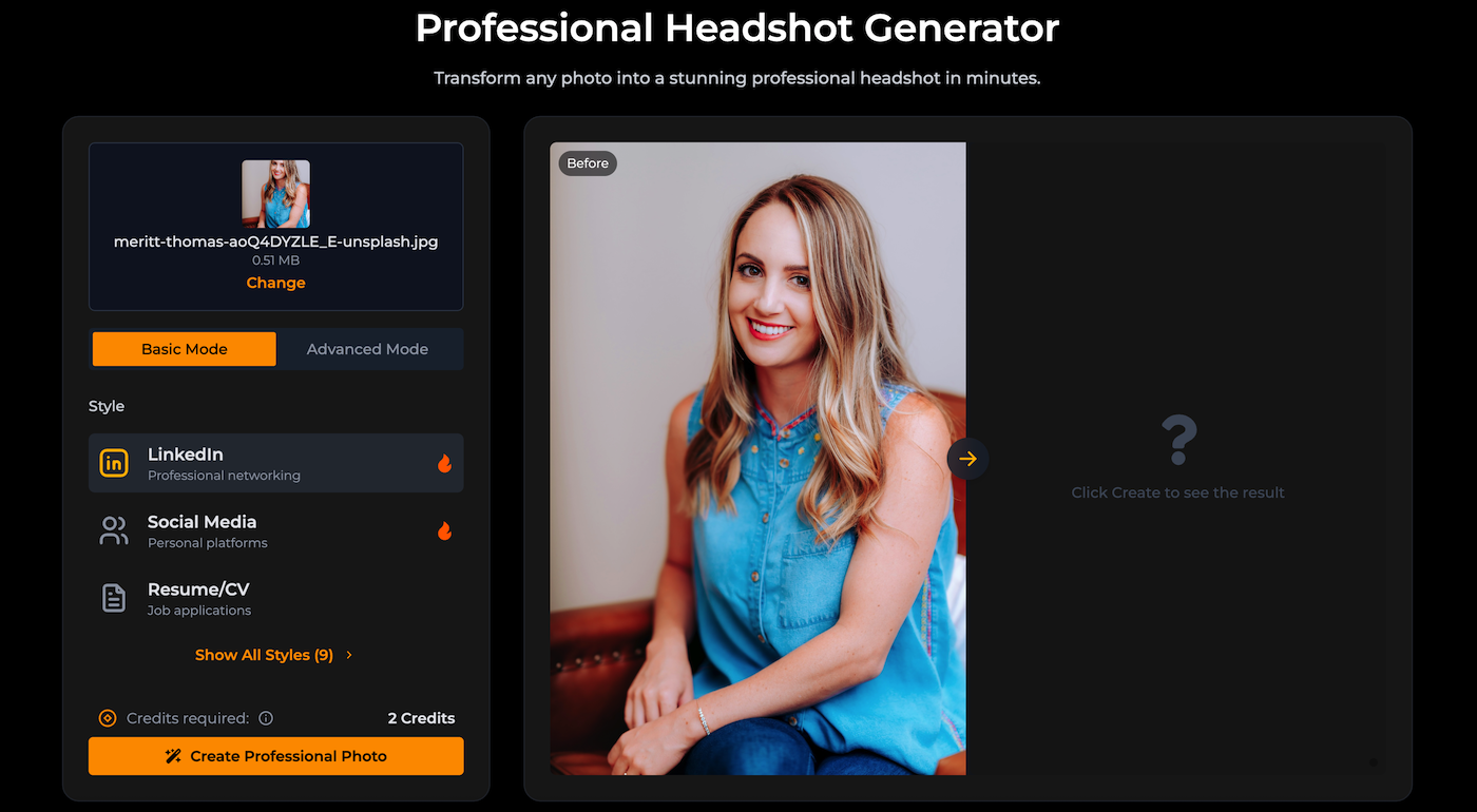Fastheadshot - Transforma fotos casuales en retratos profesionales en segundos media 2