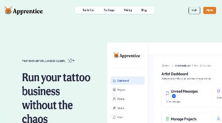Aprendiza - Software de tatuaje todo en uno para diseño de IA, colaboración con clientes, reservas y gestión de proyectos. media 1