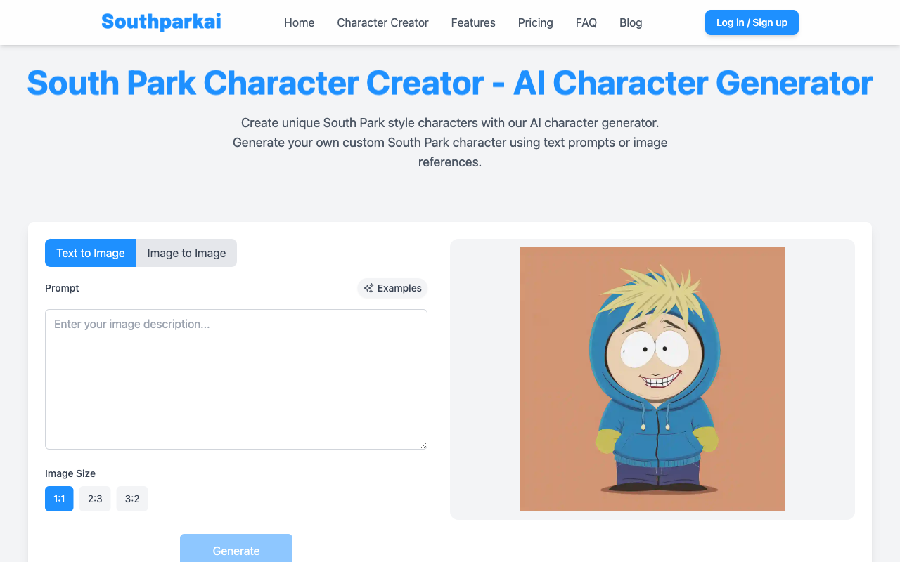 Parkmaker Pro - AI 기반 이미지 생성을 통해 자신을 South Park 캐릭터로 변신시켜 보세요 미디어 1