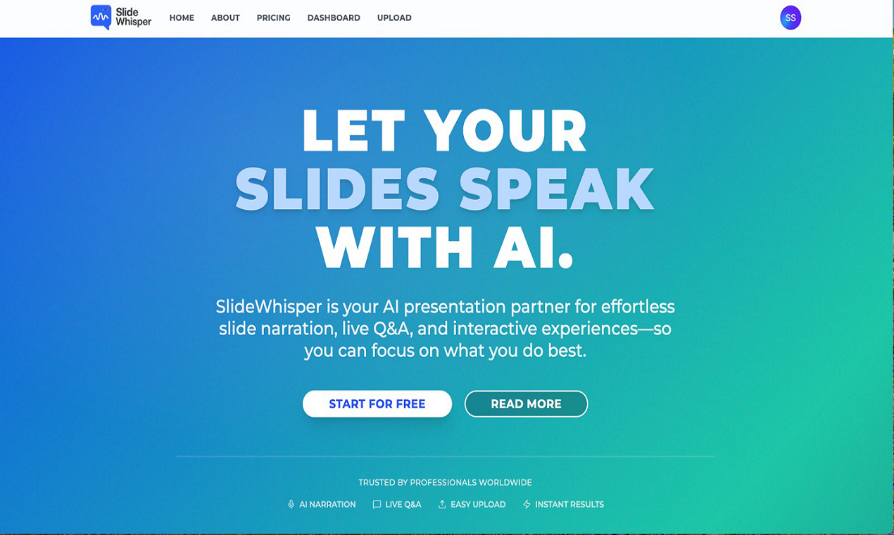 Media TrượtThì thầm - AI, bản trình bày, bản trình bày, PowerPoint, Google Trang trình bày, tường thuật, chuyển văn bản thành giọng nói, lồng tiếng, xuất video, Hỏi đáp tương tác, phân tích, hỗ trợ bán hàng, học t 1