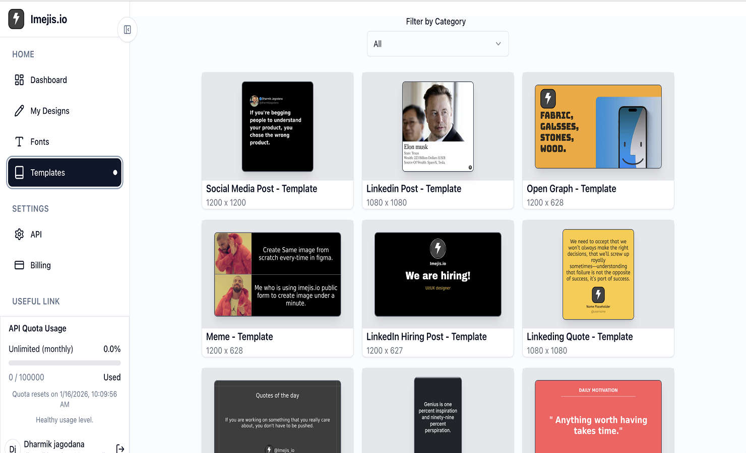 imejis.io - image generation, bulk image generator, social media image generator, automated image creation, image generation API, image automation API, prebuilt templates,  media 1