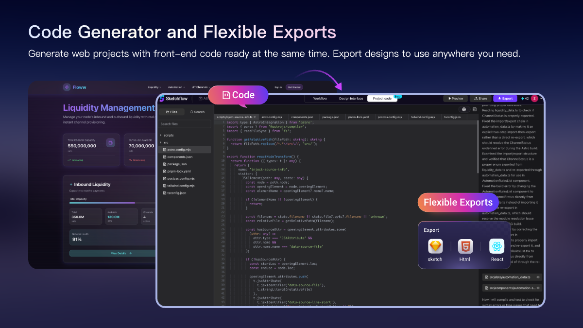 Sketchflow.ai - Платформа на базе искусственного интеллекта с видимыми действиями пользователя, интерактивными прототипами и генератором кода. медиа 6