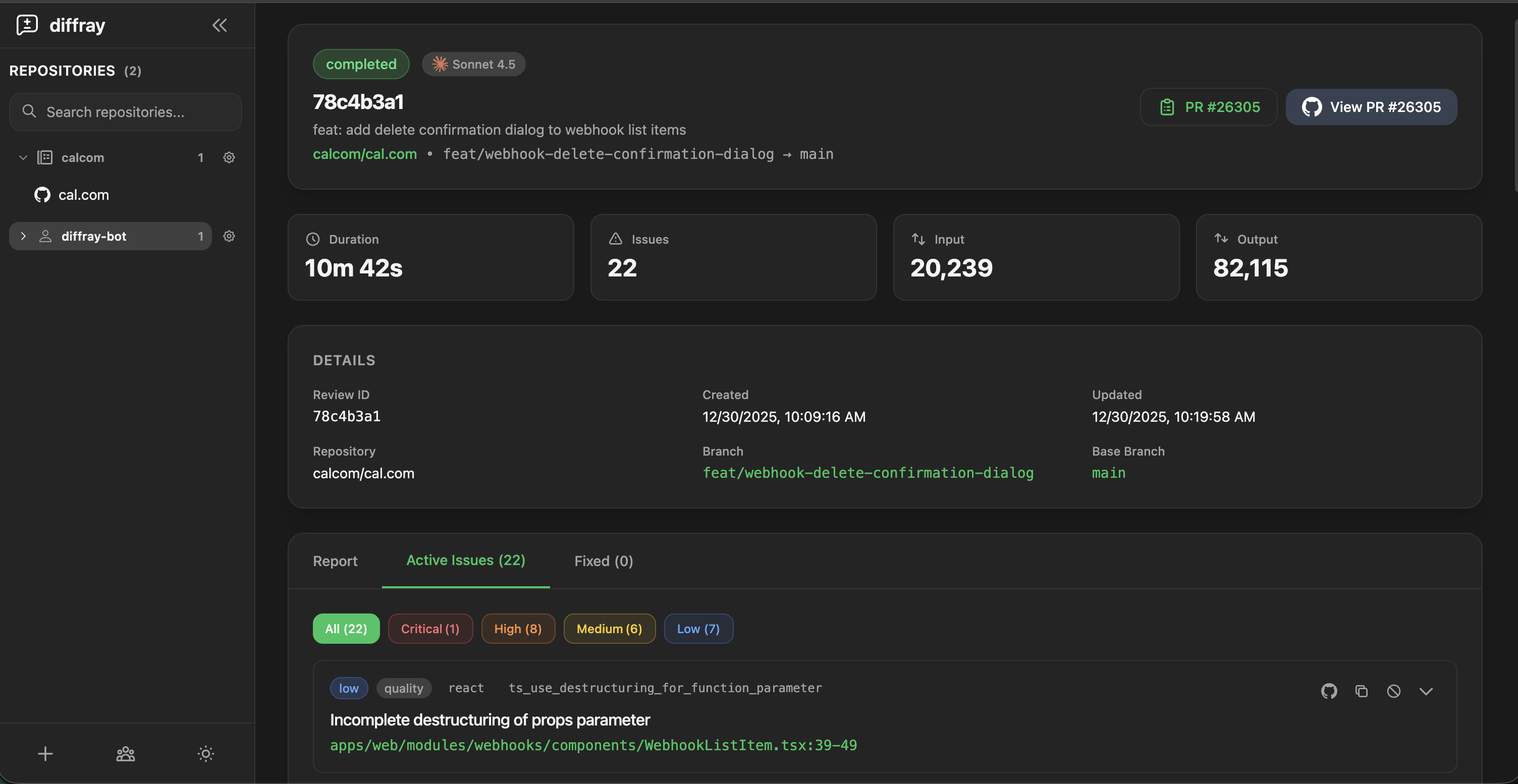 迪夫雷 - 真正思考的人工智能代碼審查。30名特工，零噪音。 media 1