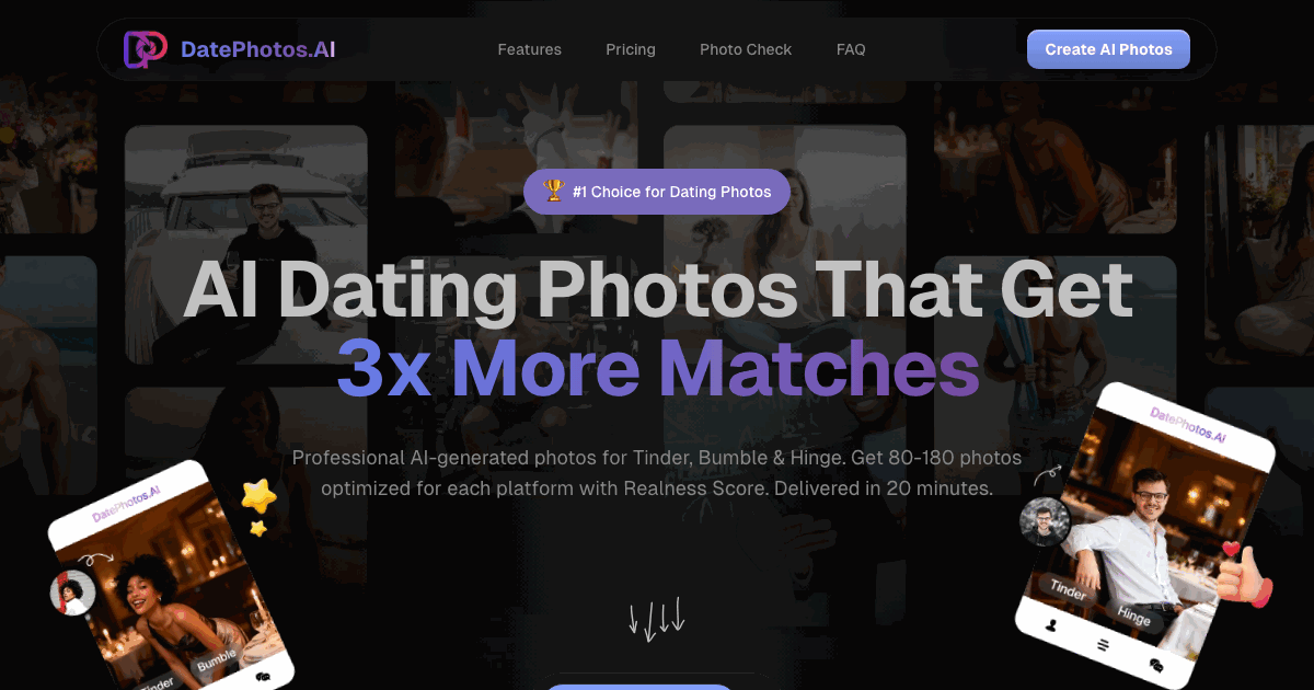 DatePhotos.AI - ภาพถ่ายหาคู่ด้วย AI สำหรับ Tinder, Bumble หรือ Hinge media 1