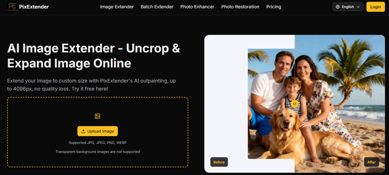 PixExtender - AI Image Extender: ยกเลิกการครอบตัดและขยายรูปภาพออนไลน์สูงสุด 4096px media 1