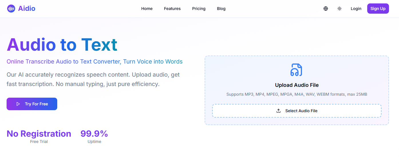 Aidio - Online Transcribe Audio to Text Converter, Turn Voice into Words media 1