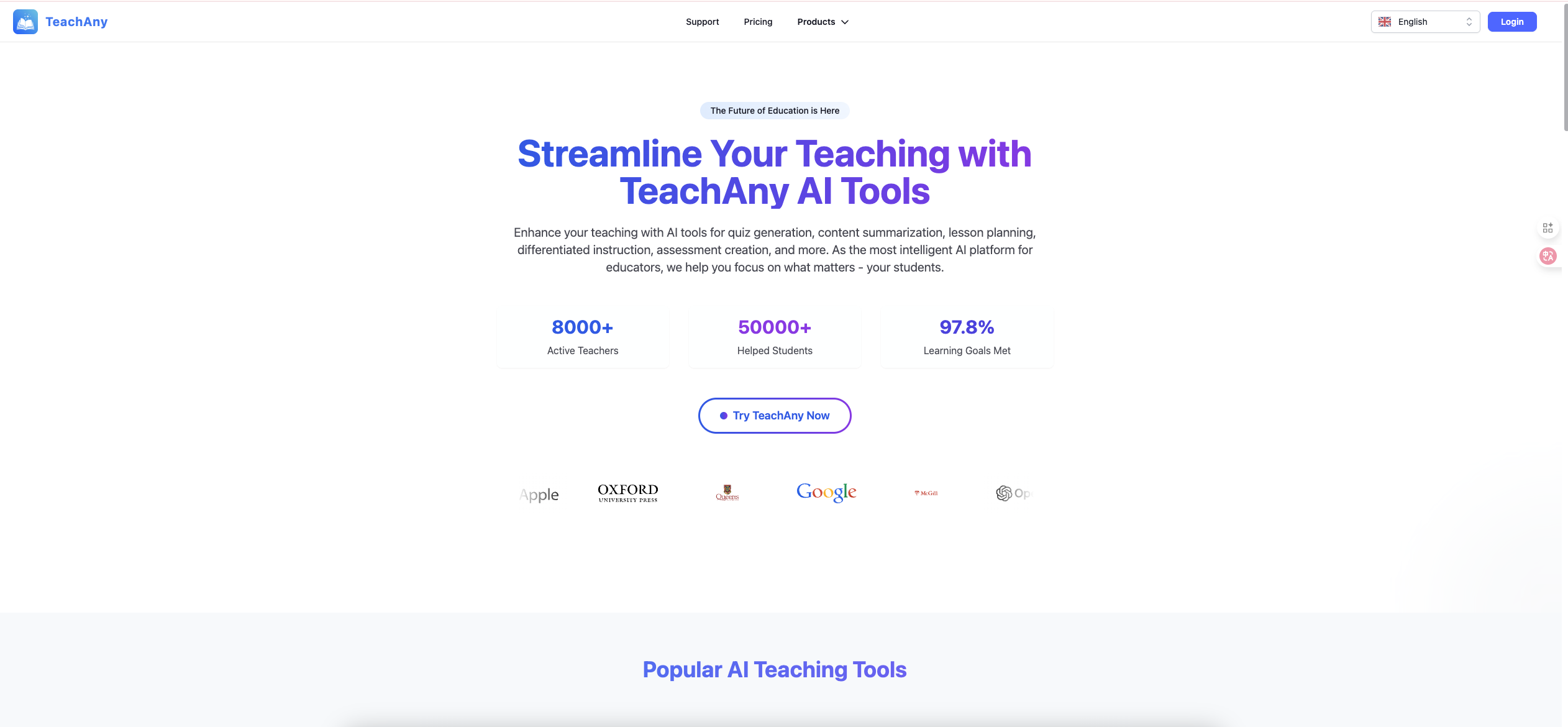 TeachAny - TeachAny is an AI assistant that helps teachers save hours on lesson planning, quiz creation, and grading, allowing more time for actual teaching. media 1