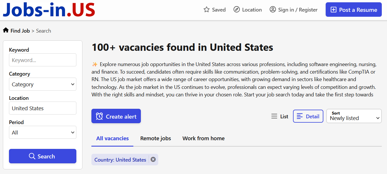 Jobs-in US - Simple job search platform for US employment media 1